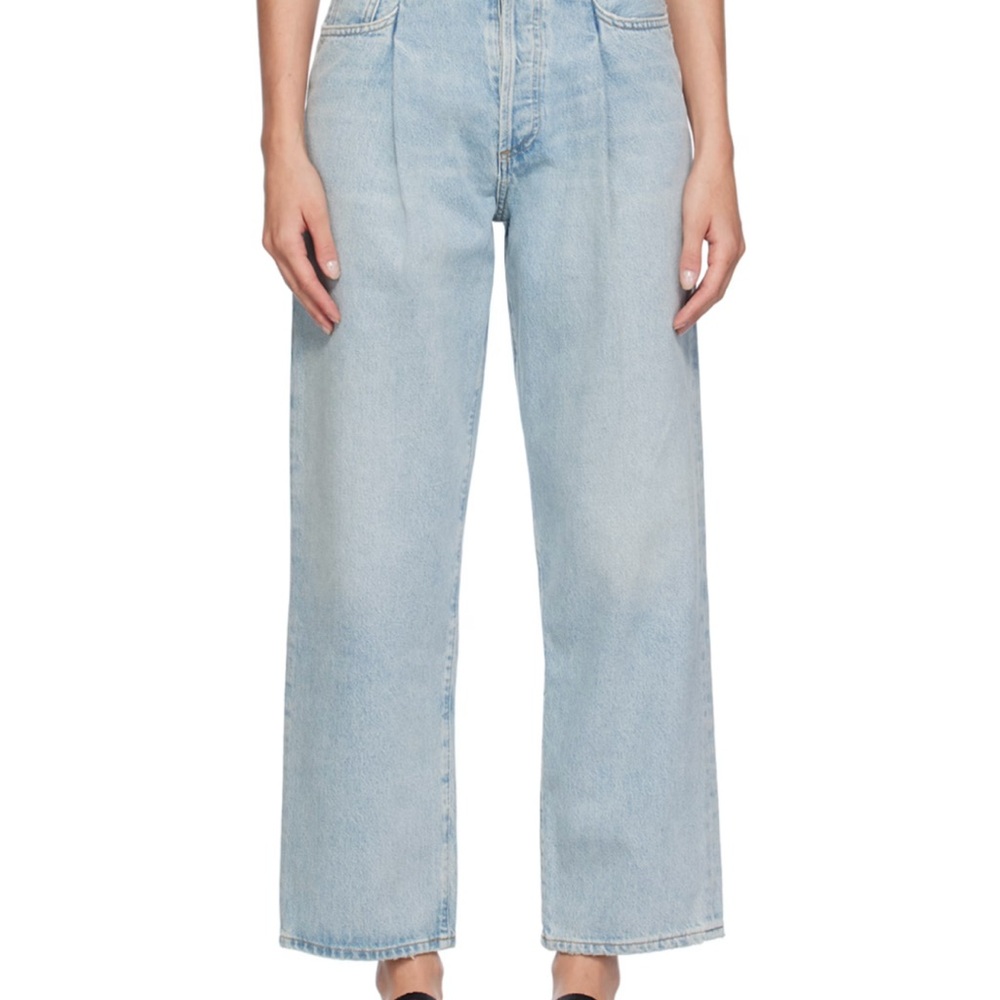 Agolde Folded Waistband Straight Leg Jeans in Sideline - Picture 4 of 14